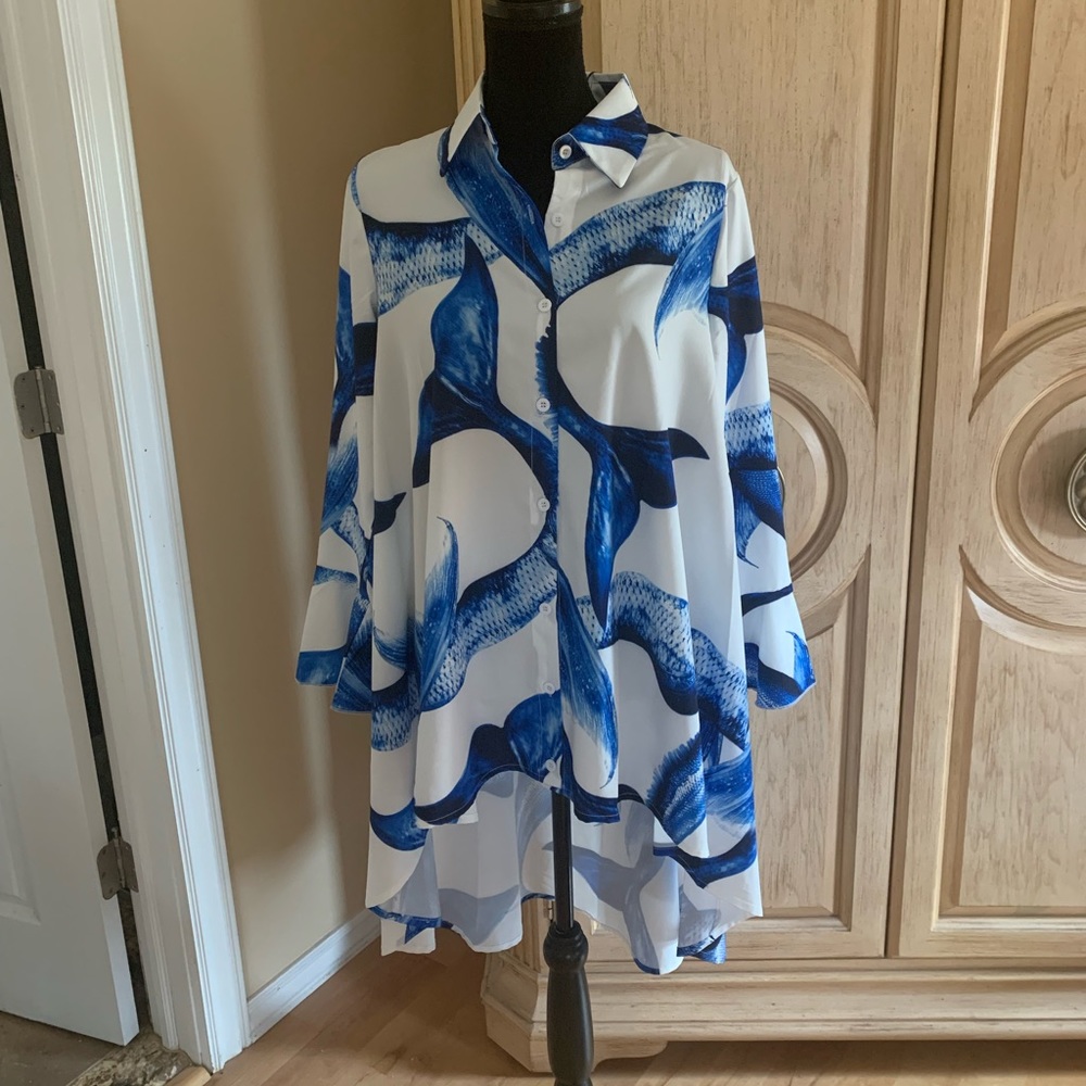 N by Nancy Mermaid Tail hi- low tunic top size S, M NWT